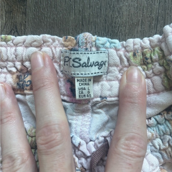 P.J. Salvage High Waist Printed Shorts - Cream and Brown - Picture 2 of 3